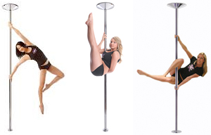 three girls pole dancing
